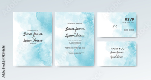 Wedding invitation with abstract watercolor background