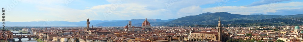 city view of Florence in Italy  and more landmarks and Dome of Cathedral and bell towers