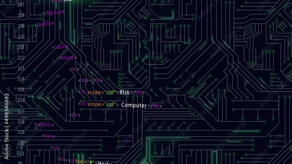 Animation of data processing on black background Animation of data processing on black background