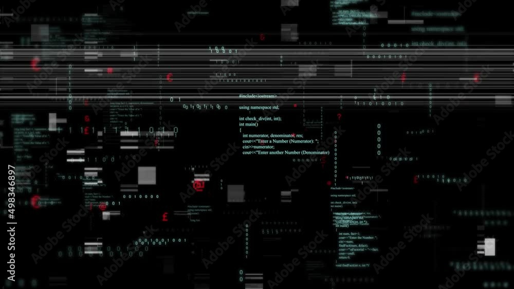 Animation of data processing on black background Animation of data processing on black background