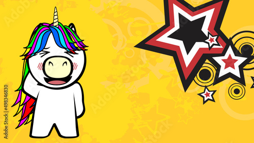 chibi unicorn cartoon background illustration in vector format