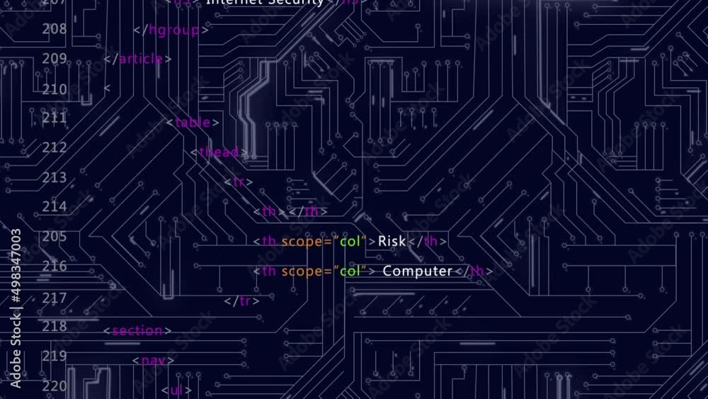 Animation of data processing on blue background Animation of data processing on blue background