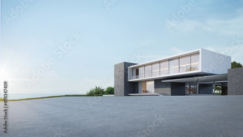 Exterior modern architecture with empty ground.3d rendering
