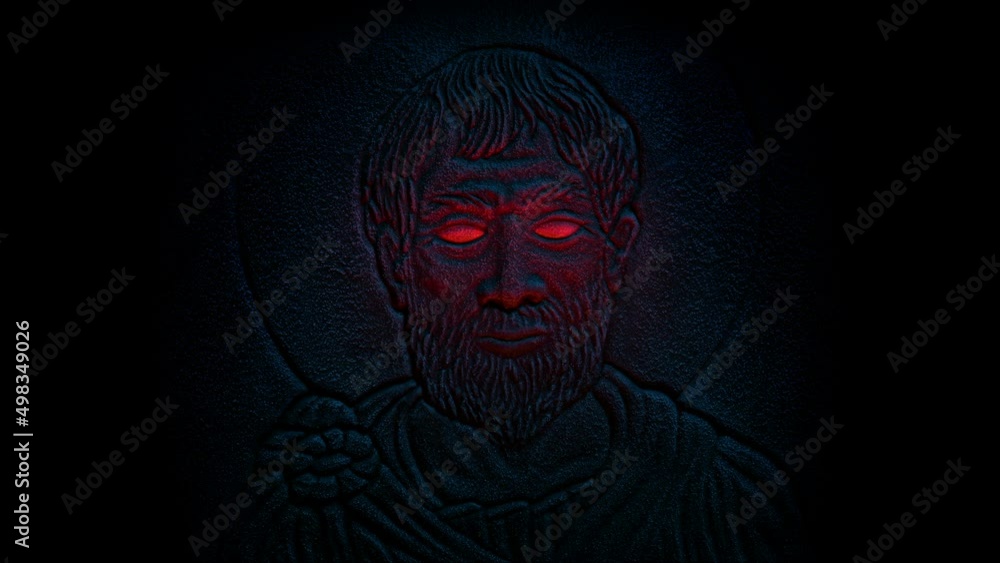 Red Eyes Light Up Evil Man Rock Carving Red Eyes Light Up Evil Man Rock Carving