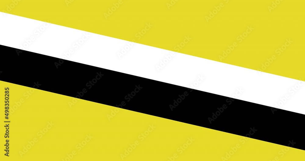 Animation of flag of brunei with white and black diagonal stripes on yellow background Animation of flag of brunei with white and black diagonal stripes on yellow background