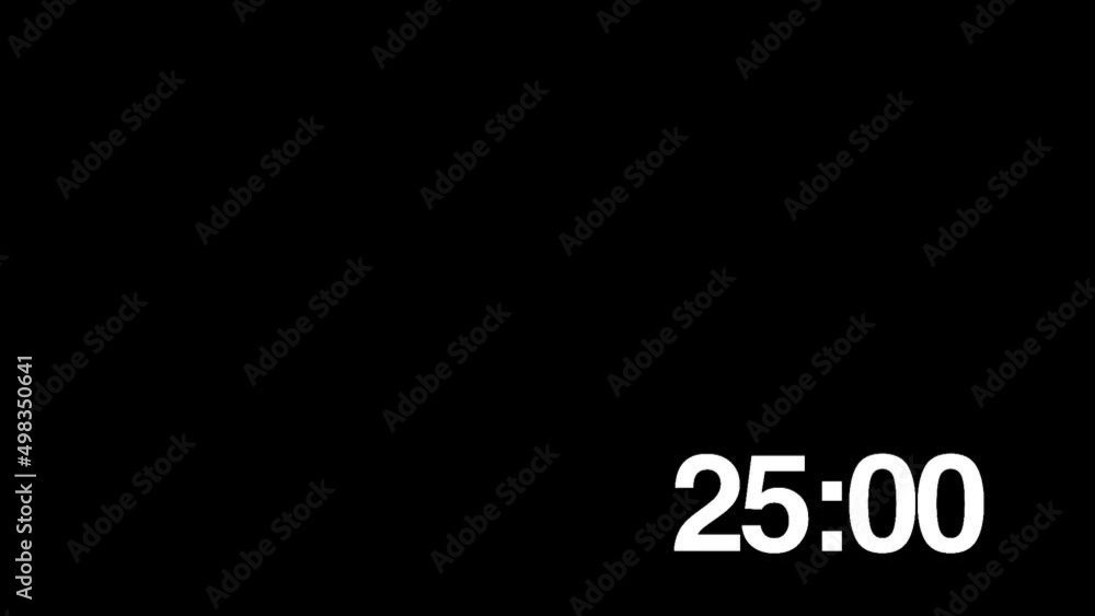 white 30 second timecode countdown PAL clock with alpha HD