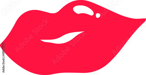 Red lips on a transparent background. Separate element for design. Lips with bright lipstick makeup.