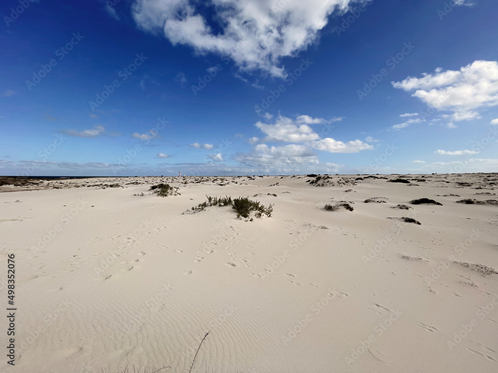 Dunas de arena blanca en El Cotillo, Fuerteventura. Islas Canarias