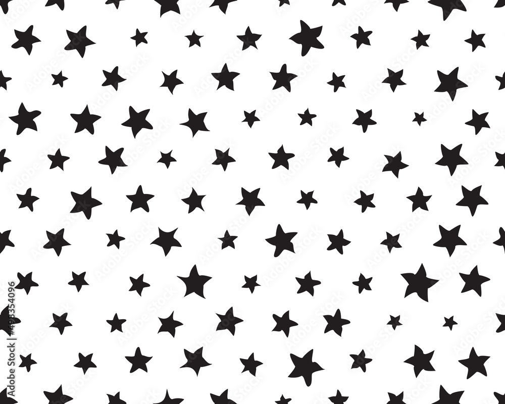 Seamless pattern with black stars on a white background Seamless pattern with black stars on a white background