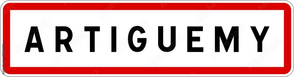 Panneau entrée ville agglomération Artiguemy / Town entrance sign Artiguemy