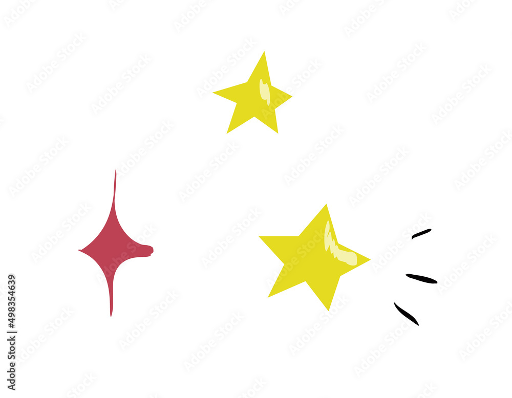 Set of stars in cartoon style on a white background Set of stars in cartoon style on a white background