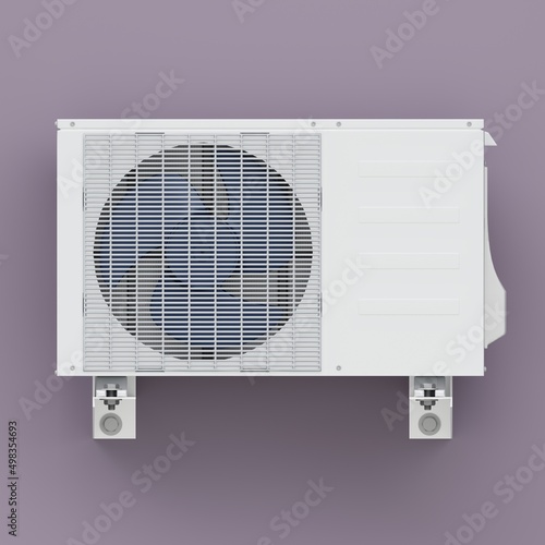 air conditioner outdoor unit on purple background 3d render photo