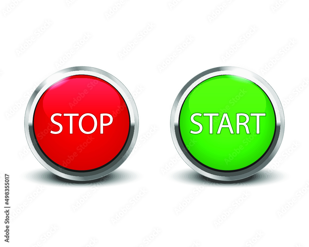 Start Stop Glossy Button isolated on white background. 3d illustration Start Stop Glossy Button isolated on white background. 3d illustration