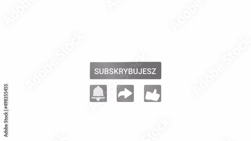 SUBSKRYBUJ POLSKI SUBSCRIBE BUTTON, 4k VIDEO IS TRANSPARENT
