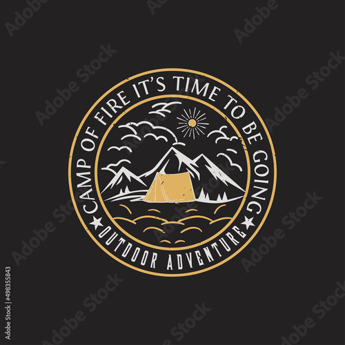 Vintage retro explorer, wilderness, adventure, mounatin adventure, hiking, camping emblem graphics t-shirt design vector template
