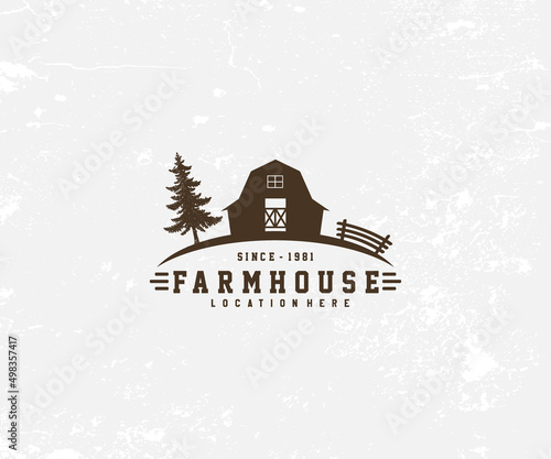 Farm ranch with paddock logo horse logo design graphic vector image