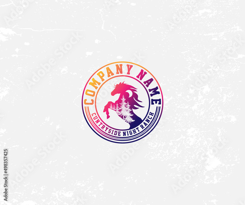 Farm ranch with paddock logo horse logo design graphic vector image