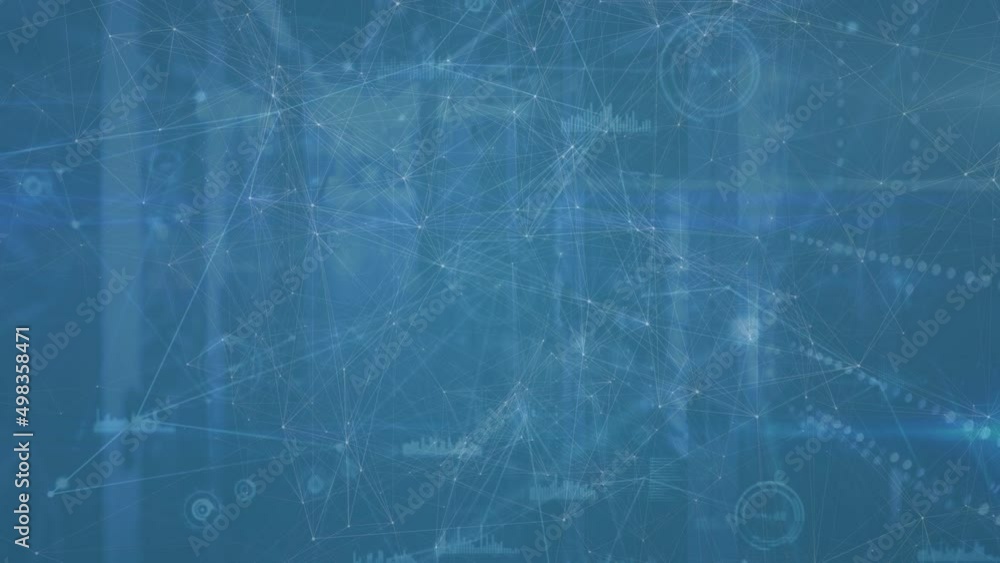 Animation of network of connections and diverse data over servers Animation of network of connections and diverse data over servers
