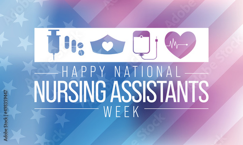 National Nursing assistants week is observed every year in June, The main role of a CNA is to provide basic care to patients and help them with daily activities. vector illustration