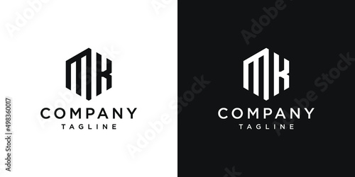 Photos Creative Letter MK Monogram Logo Design Icon Template White and Black Background