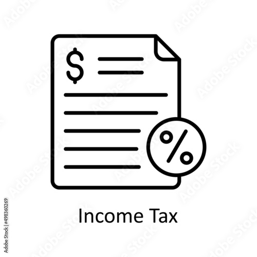 Income Tax vector outline icon for web isolated on white background EPS 10 file