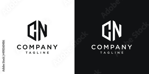 Creative Letter CN Monogram Logo Design Icon Template White and Black Background
