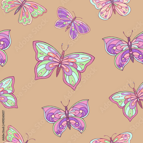 Seamless vector pattern of butterfly. Decoration print for wrapping  wallpaper  fabric  textile. 
