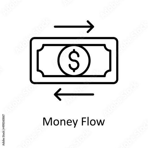 Money Flow vector outline icon for web isolated on white background EPS 10 file