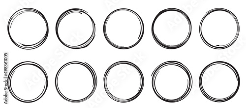 Set of ten grunge style round decors, template for rubber stamp.