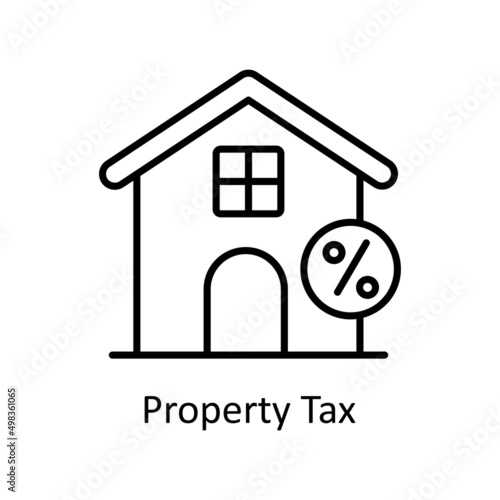 Property Tax vector outline icon for web isolated on white background EPS 10 file