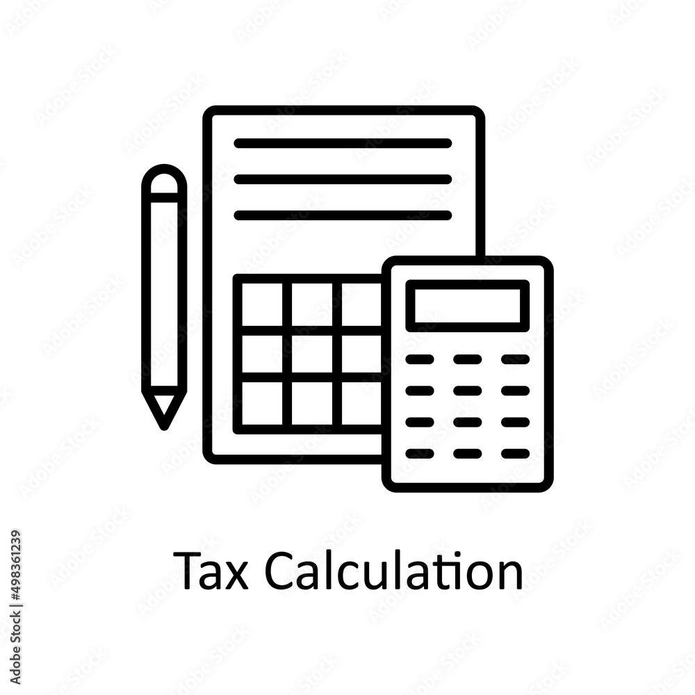 Tax Calculation vector outline icon for web isolated on white background EPS 10 file Tax Calculation vector outline icon for web isolated on white background EPS 10 file