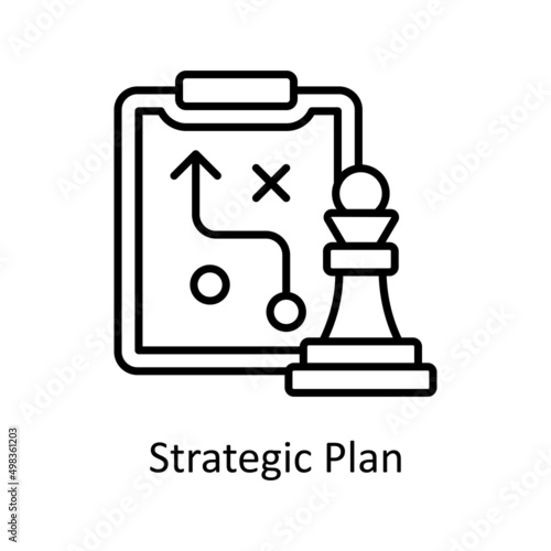 Strategic Plan vector outline icon for web isolated on white background EPS 10 file