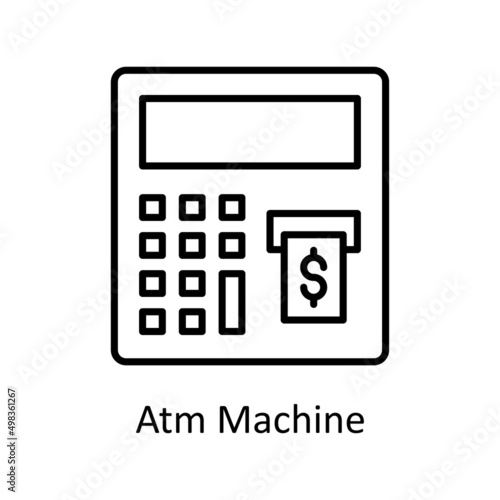 Atm Machine vector outline icon for web isolated on white background EPS 10 file