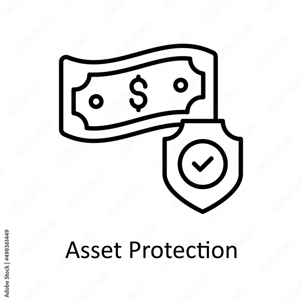 Asset Protection vector outline icon for web isolated on white background EPS 10 file Asset Protection vector outline icon for web isolated on white background EPS 10 file
