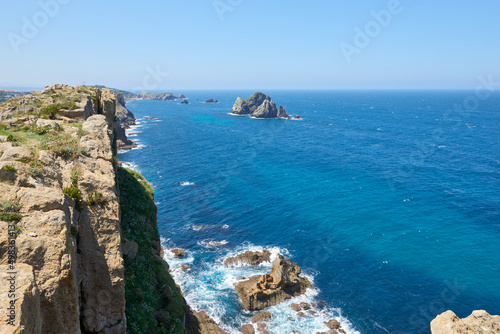 Various rock formations on cliffs in northern Spain