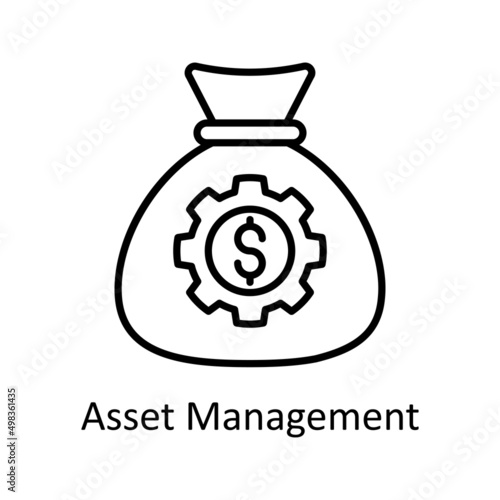 Asset Management  vector outline icon for web isolated on white background EPS 10 file