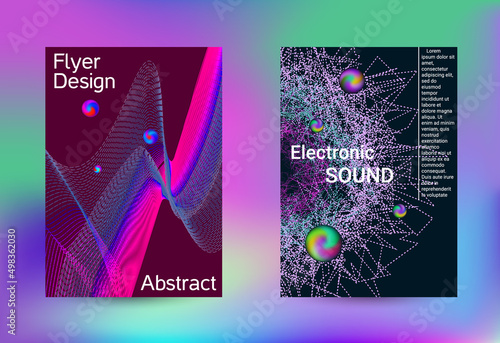 Set of modern abstract musical backgrounds. Sound flyer for creating a fashionable cover, banner, poster, booklet.
