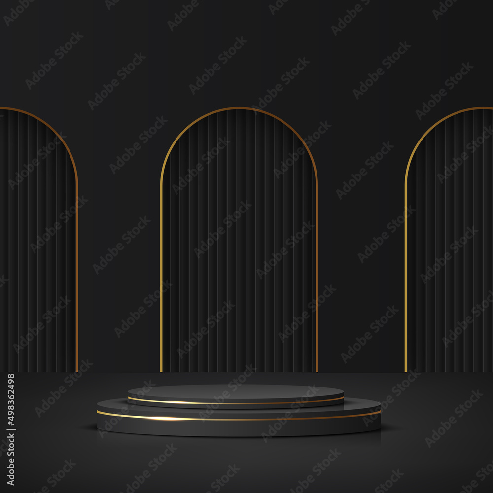 Abstract background with black and gold podium for presentation. Vector Abstract background with black and gold podium for presentation. Vector