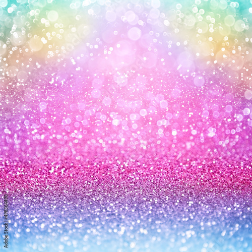 Murais de parede Rainbow color glitter girly birthday party watercolor unicorn pony background li