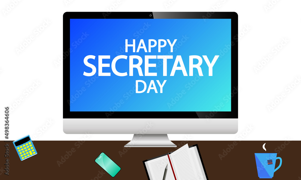 Secretary day happy workplace, vector art illustration. Secretary day happy workplace, vector art illustration.