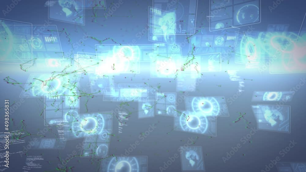 Animation of data processing on moving screens Animation of data processing on moving screens