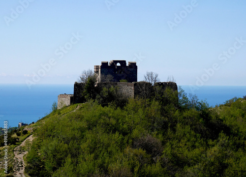 An ancient fortification on the hills of the city of Genoa