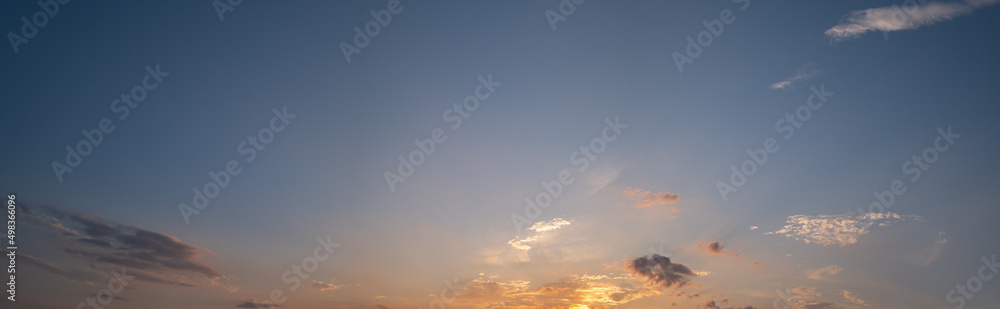 Summer sunset sky panorama background