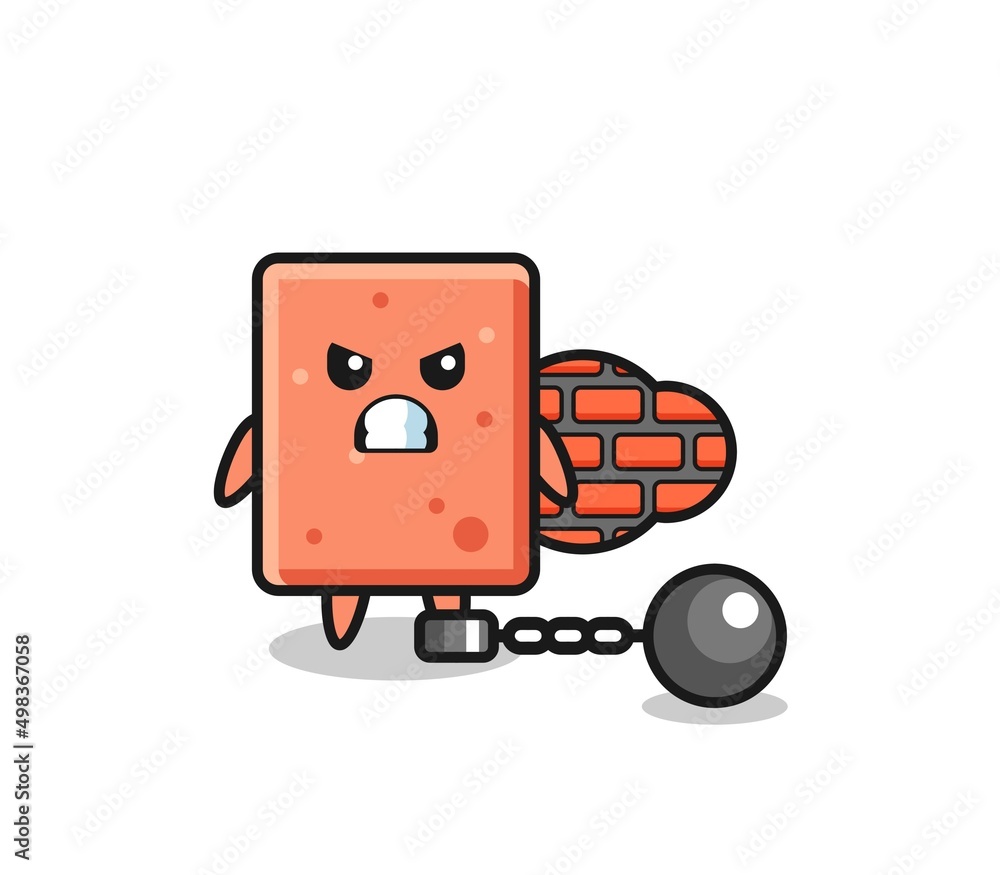 Character mascot of brick as a prisoner Character mascot of brick as a prisoner