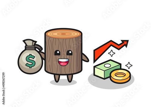 tree stump illustration cartoon holding money sack