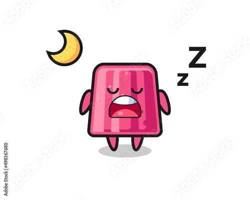 jelly character illustration sleeping at night