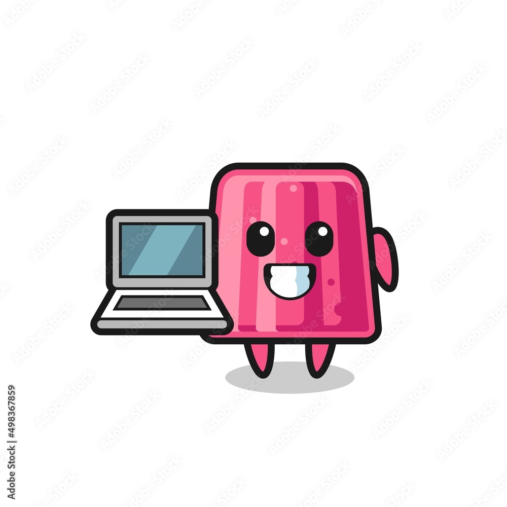 Mascot Illustration of jelly with a laptop Mascot Illustration of jelly with a laptop