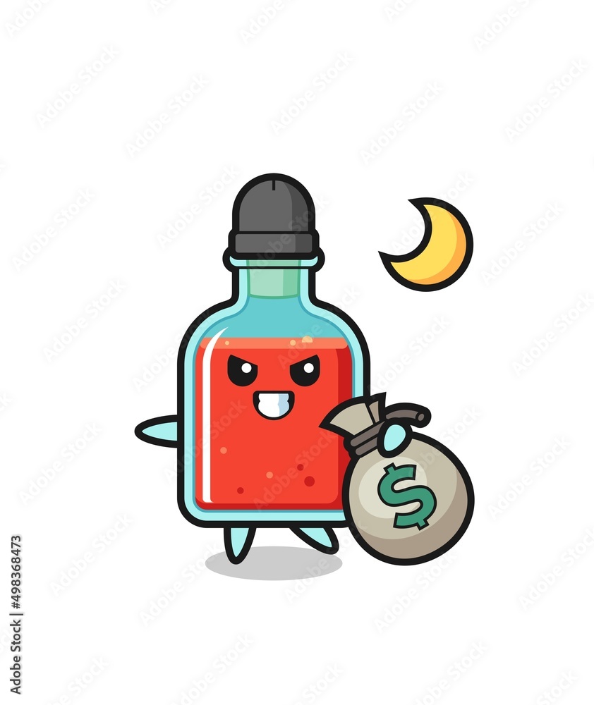 Illustration of square poison bottle cartoon is stolen the money Illustration of square poison bottle cartoon is stolen the money