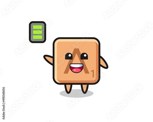 scrabble mascot character with energetic gesture