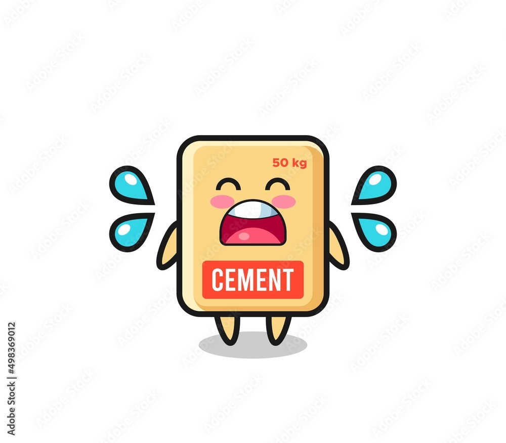 Obraz premium cement sack cartoon illustration with crying gesture